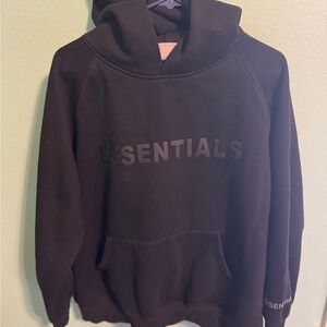 Essentials Black Hoodie with Gray Logo